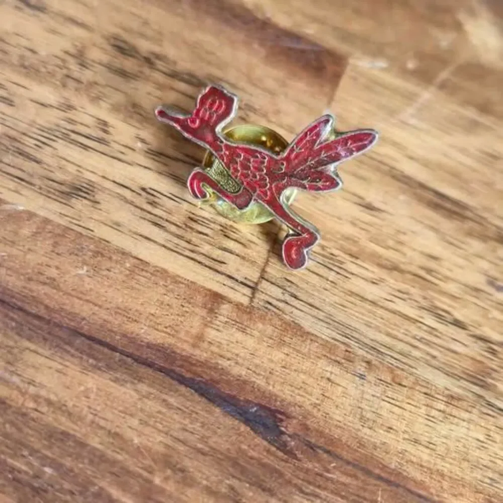 Vintage Red Road Runner Enamel Lapel Pin Brooch Gold Tone | 5 Available